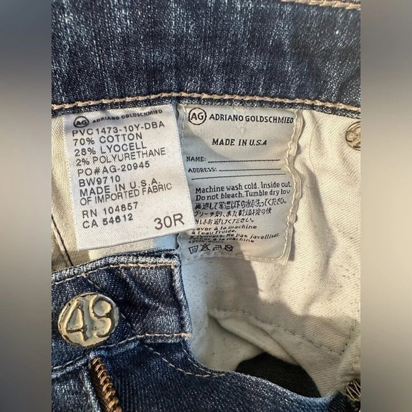 AG Adriano Goldschmied Aubrey Skinny Straight 30 R Jeans *SOLD OUT* Made in USA! - Picture 10 of 14